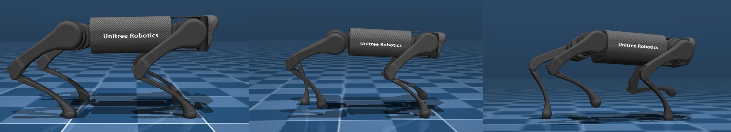 Quadruped gait transition simulation